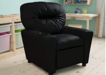 Flash Furniture Contemporary Black LeatherSoft Kids Recliner with Cup Holder
