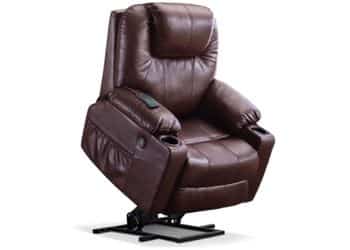 Mcombo Electric Power Lift Recliner Chair Sofa with Massage and Heat for Elderly 3 Positions 2 Side Pockets and Cup Holders USB Ports Faux Leather 7040