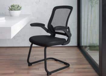 Flash Furniture Black Mesh Sled Base Side Reception Chair