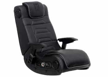X Rocker Pro Series H3 Black Leather Vibrating Floor Video Gaming Chair with Headrest for Adult