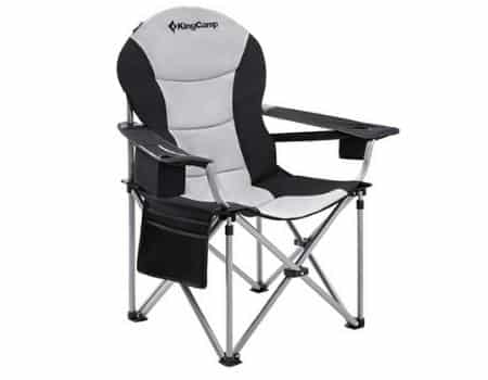 KingCamp Lumbar Back Padded Oversized Folding Camping Chair with Cooler Bag Armrest